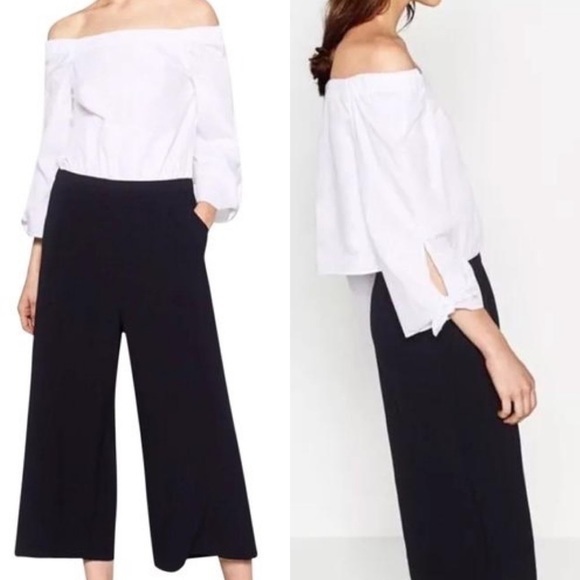 Zara White‎ Black Contrast Romper Jumpsuit - Picture 1 of 12
